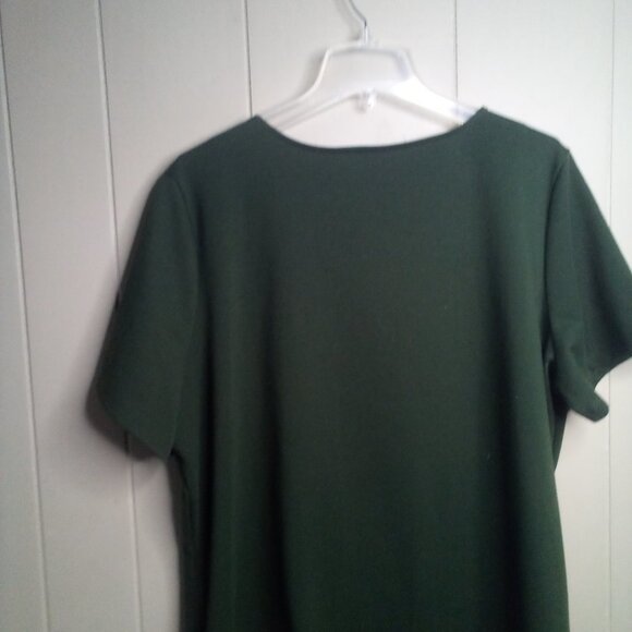 Brooke Shields Timeless Blouse XL Short Sleeve Side Zippers Green - Picture 12 of 12
